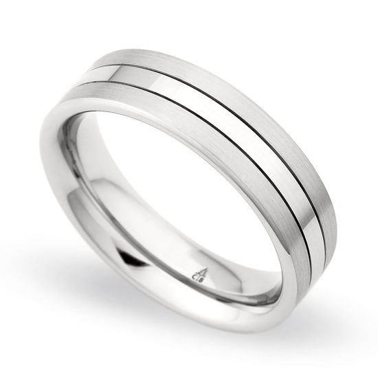 Christian Bauer Platinum and 18K White Gold Stripe Band