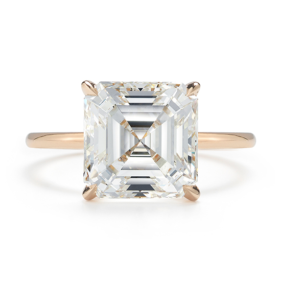 4 Carat Asscher Diamond Solitaire Ring 18K Rose Gold | Marisa Perry by Douglas Elliott