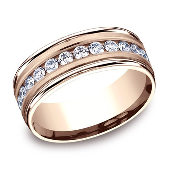 Satin Finish Diamond Band 14k Rose Gold