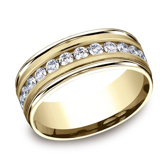 Satin Finish Diamond Band 14k Yellow Gold