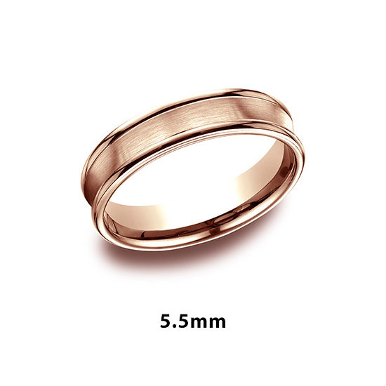 Comfort Fit Satin Finished Band with High Polished Edge 14k Rose Gold