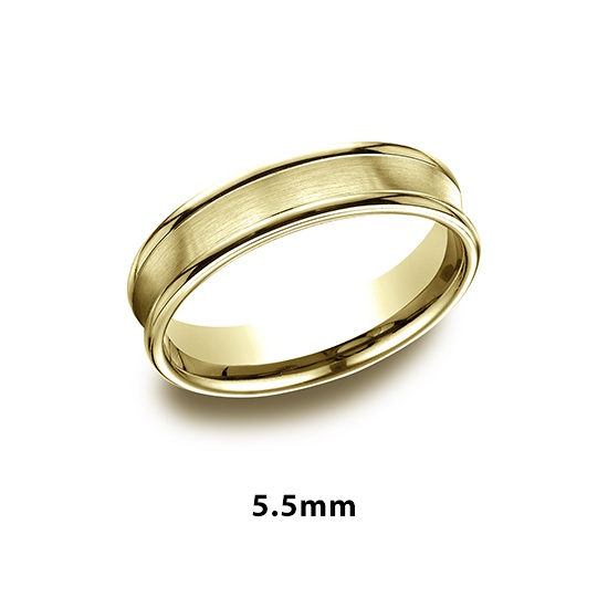 Comfort Fit Satin Finished Band with High Polished Edge 14k Yellow Gold