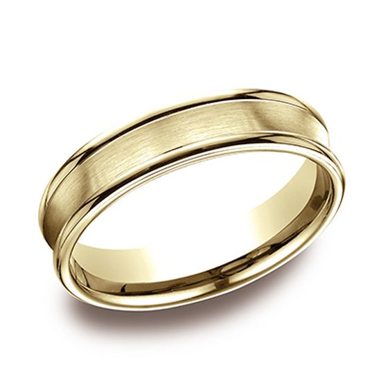 Comfort Fit Satin Finished Band with High Polished Edge 14k Yellow Gold