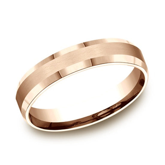 Beveled Edge Comfort Fit Band 14k Rose Gold