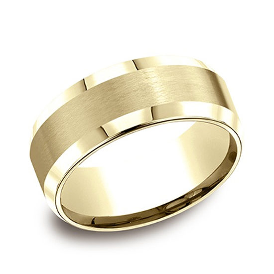 Beveled Edge Comfort Fit Band 14k Yellow Gold