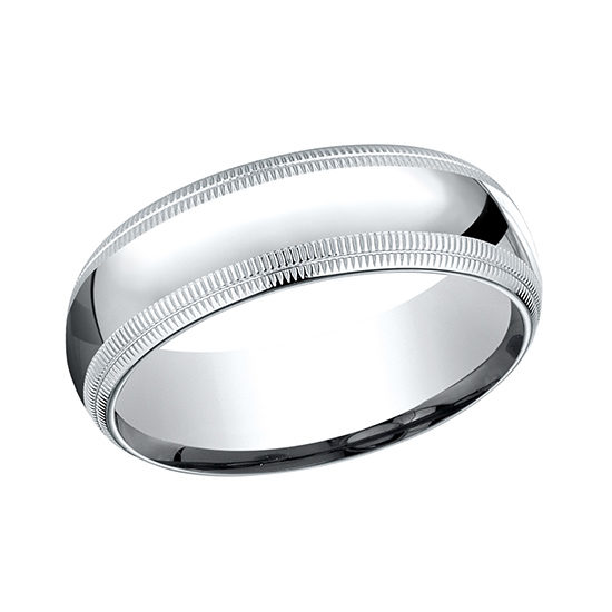 Double Milgrain Comfort Fit Mens Wedding Band Platinum