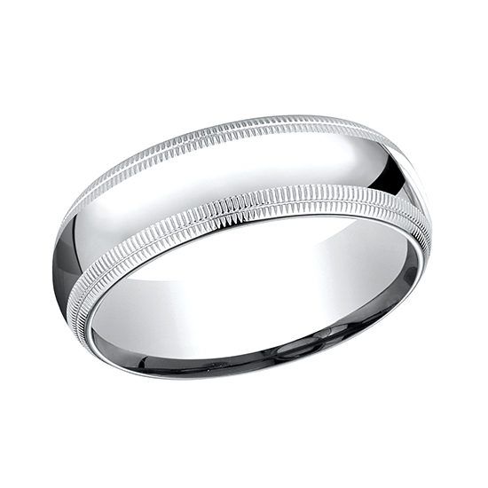 Double Milgrain Comfort Fit Band 14k White Gold