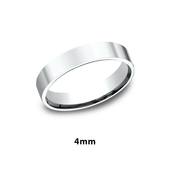 Flat Plain Band 14k White Gold