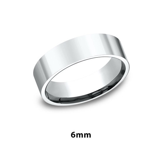 Flat Plain Band 14k White Gold