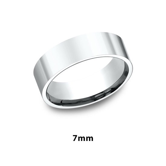 Flat Plain Band 14k White Gold