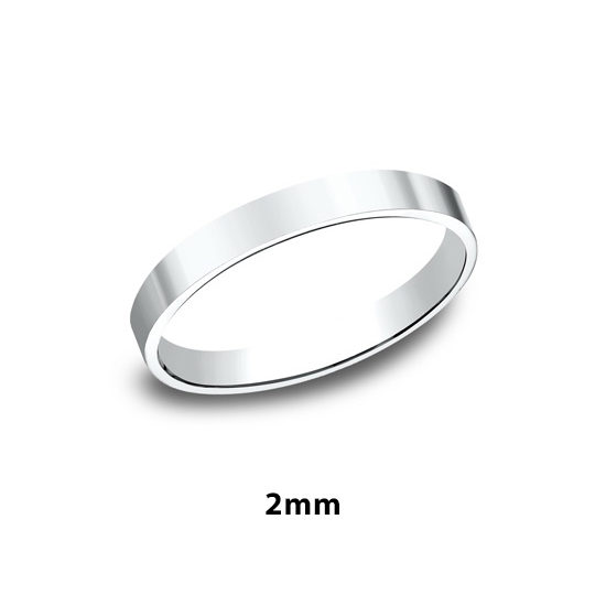 Flat Plain Band 14k White Gold