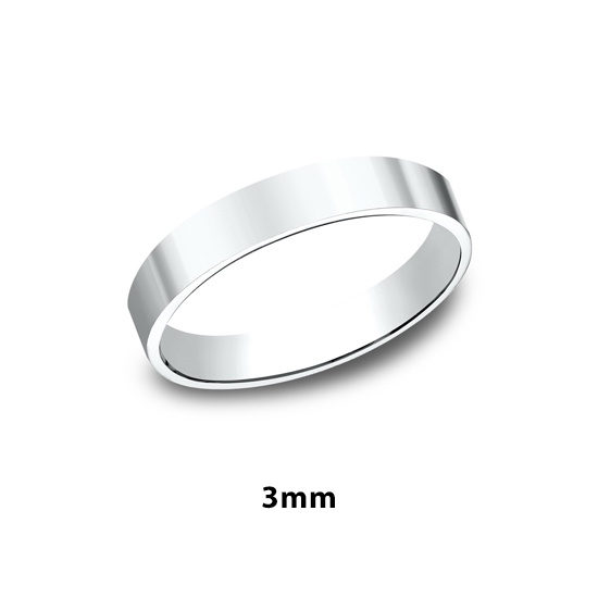 Flat Plain Band 14k White Gold