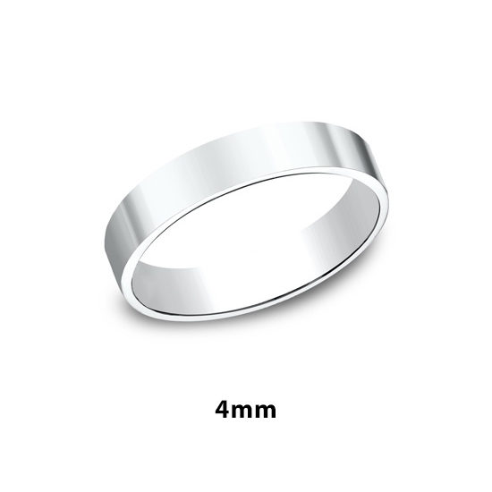 Flat Plain Band 14k White Gold