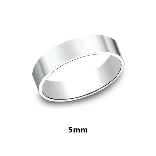 Flat Plain Band 14k White Gold