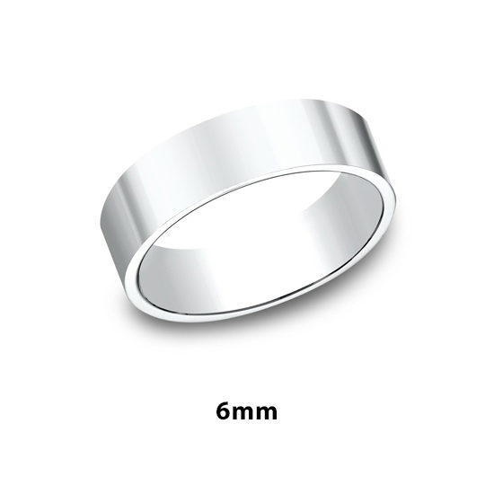 Flat Plain Band 14k White Gold