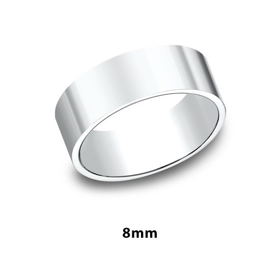 Flat Plain Band 14k White Gold