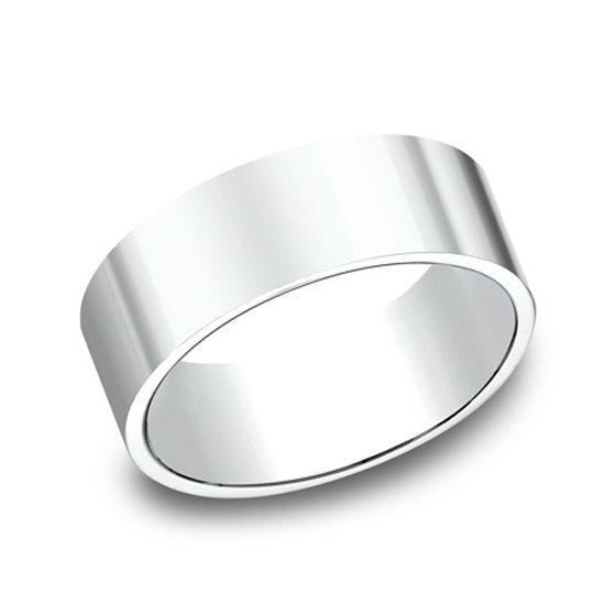 Flat Plain Band 14k White Gold