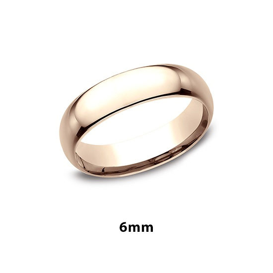 Low Dome Comfort Fit 14k Rose Gold