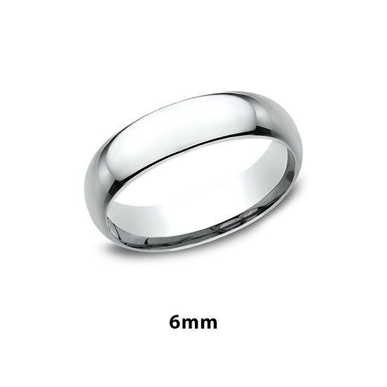 Low Dome Comfort Fit 18k White Gold