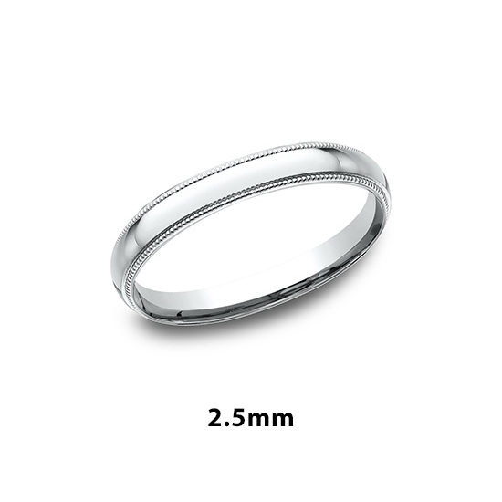 Milgrain Comfort Fit Band 14k White Gold