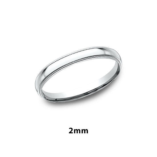 Milgrain Comfort Fit Band 14k White Gold