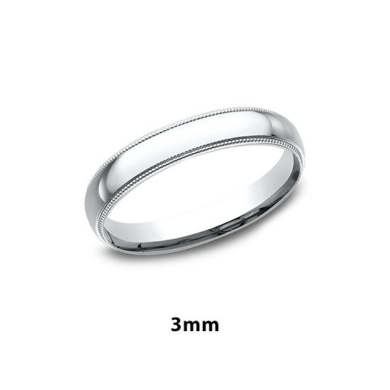 Milgrain Comfort Fit Band 14k White Gold