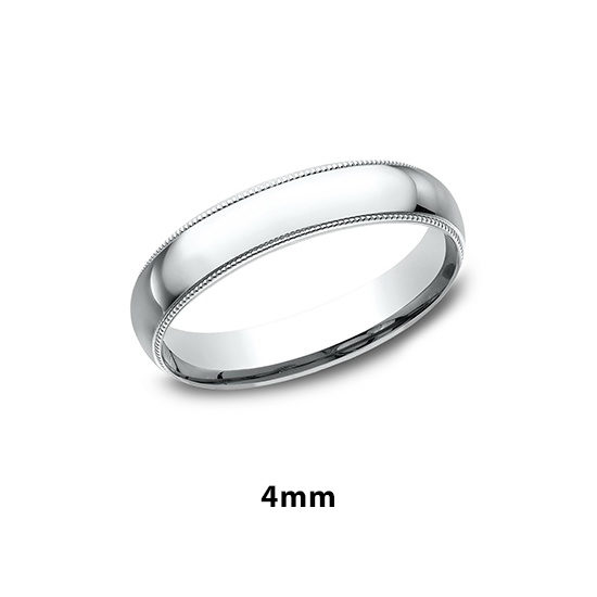 Milgrain Comfort Fit Band 14k White Gold