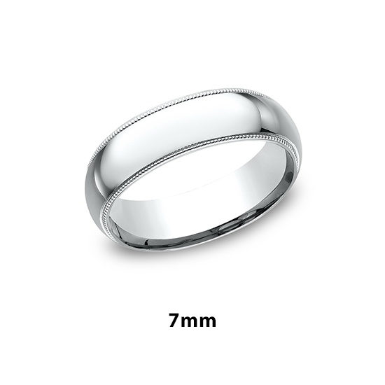 Milgrain Comfort Fit Band 14k White Gold