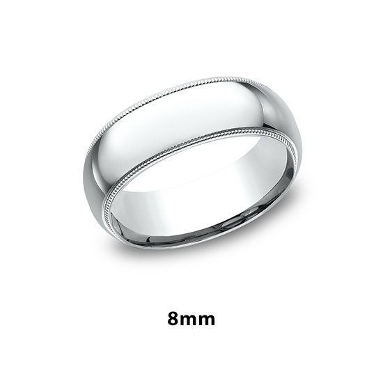 Milgrain Comfort Fit Band 14k White Gold