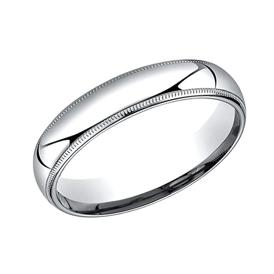 Milgrain Comfort Fit Band 14k White Gold