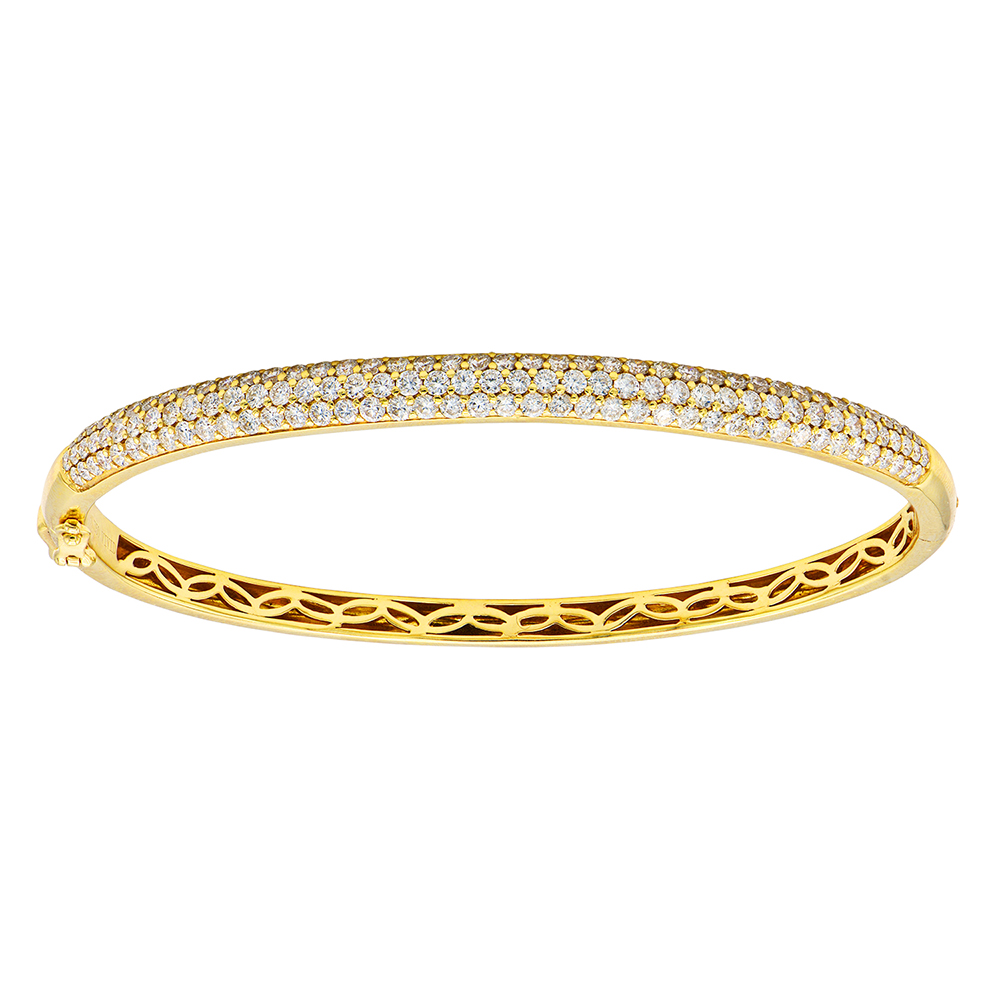 Three Row Diamond Bangle 18k Gold