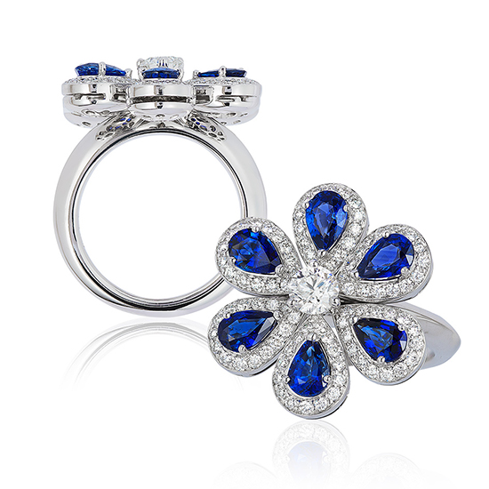 Blue Sapphire and Diamond Ring