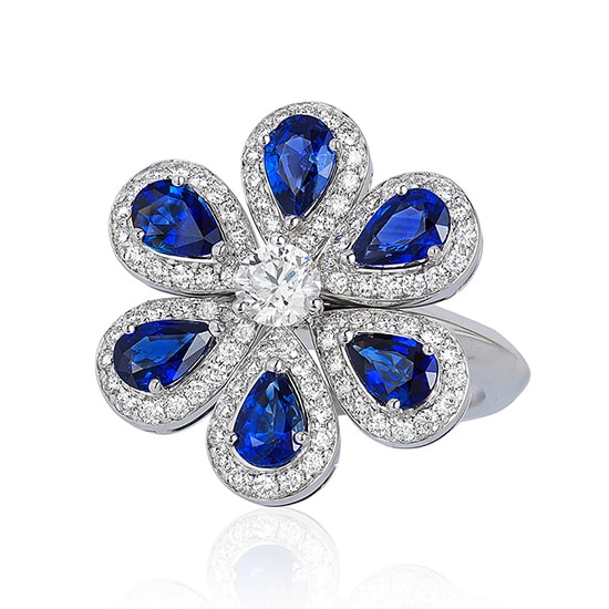 Blue Sapphire and Diamond Ring - Rings Jewelry Collections