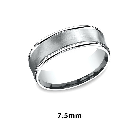 Comfort Fit Satin Finished Band with High Polished Edge 14k White Gold