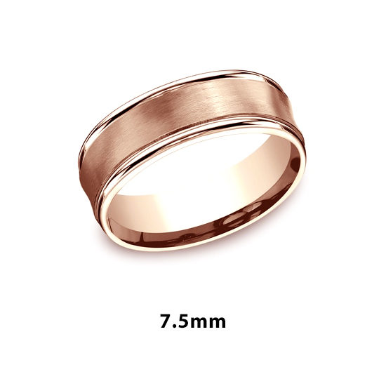 Comfort Fit Satin Finished Band with High Polished Edge 14k Rose Gold