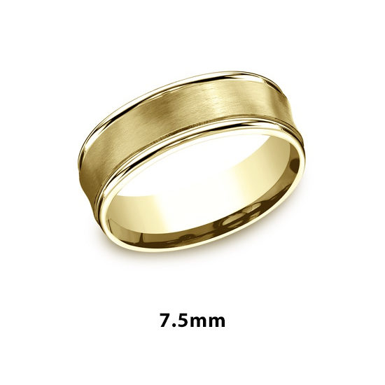 Comfort Fit Satin Finished Band with High Polished Edge 14k Yellow Gold