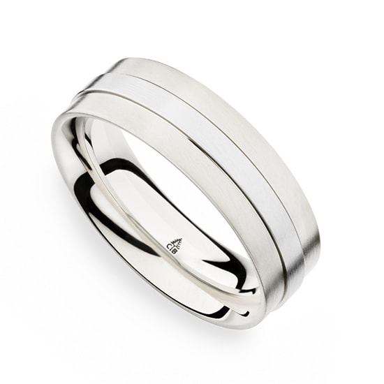 Christian Bauer Modern Mens Wedding Band Platinum with 18K White Gold