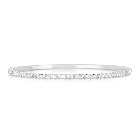 Baguette Diamond Bangle Bracelet 18K White Gold | Marisa Perry