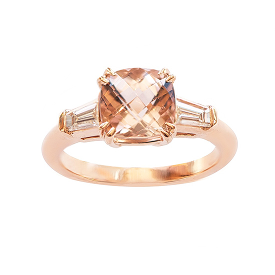 Morganite Three Stone Ring | Marisa Perry by Douglas Elliott