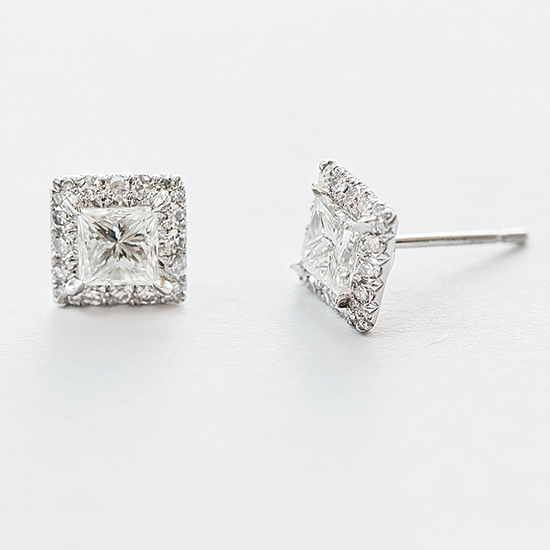 Princess Cut Diamond Micro Pave Earrings