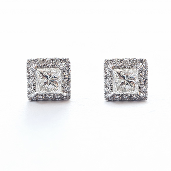 Princess Cut Diamond Micro Pave Earrings