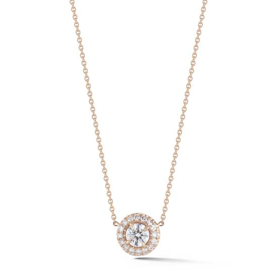 Rose Gold Round Brilliant Micro Pave Pendant