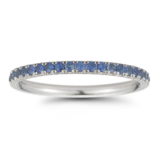 Blue Sapphire Micro Pave Band Platinum