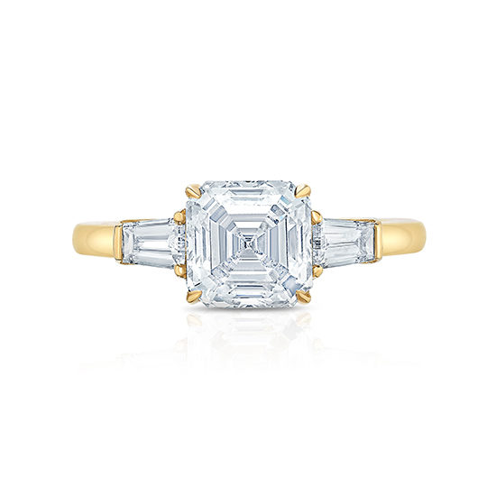 Asscher Cut Three Stone Engagement Ring 18K Yellow Gold | Marisa Perry by Douglas Elliott