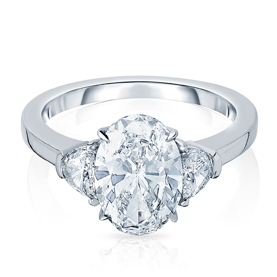 The Oval Cut Half Moon Three Stone Ring | Marisa Perry by Douglas Elliott The Oval Cut Half Moon Three Stone Ring | Marisa Perry by Douglas Elliott