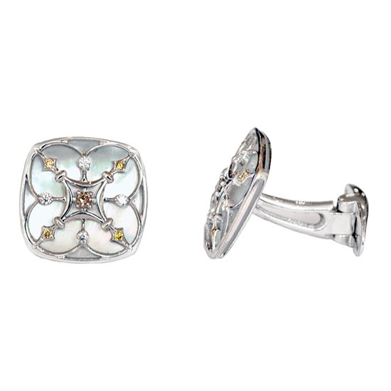 Mother-of-Pearl and Diamond Snowflake Cufflinks 18k White Gold | Marisa Perry
