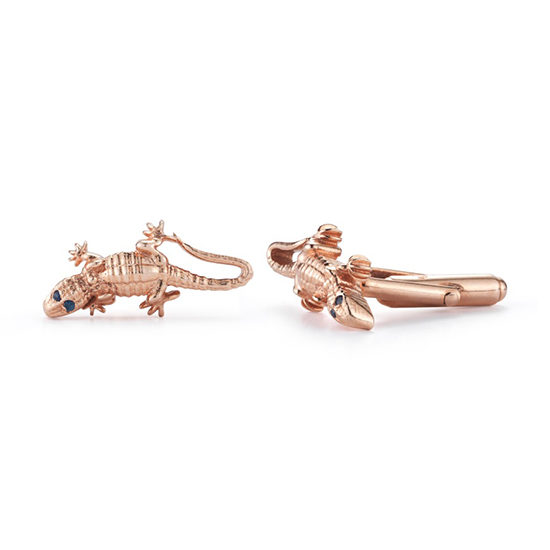 Lizard Cufflinks with Sapphire Eyes 18k Rose Gold | Marisa Perry