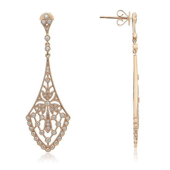 Art Nouveau Style Diamond Earrings 18K White Gold