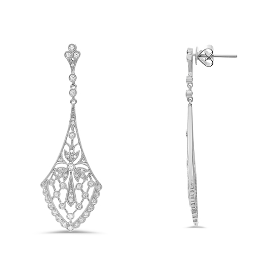 Art Nouveau Style Diamond Earrings 18K White Gold Art Nouveau Style Diamond Earrings 18K White Gold