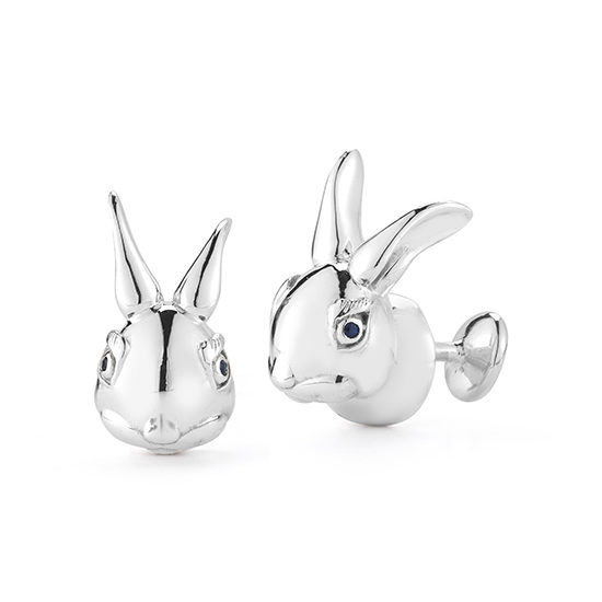 Bunny Rabbit Cufflinks with Sapphire Eyes Sterling Silver | Marisa Perry